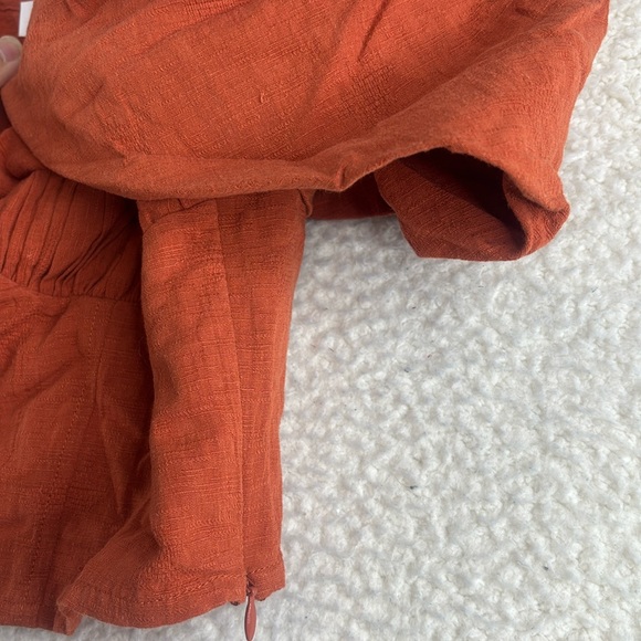 NWT Jonathan Simkhai Womens Orange Jacquard Linen Puff Sleeve Crop Top Size 8 - Picture 7 of 12